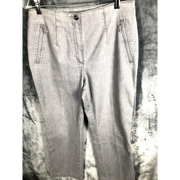 Jacky Vanilia Becky Woman's Gray Denim Trouser Pants Size 14 With Zip - Picture 5 of 16